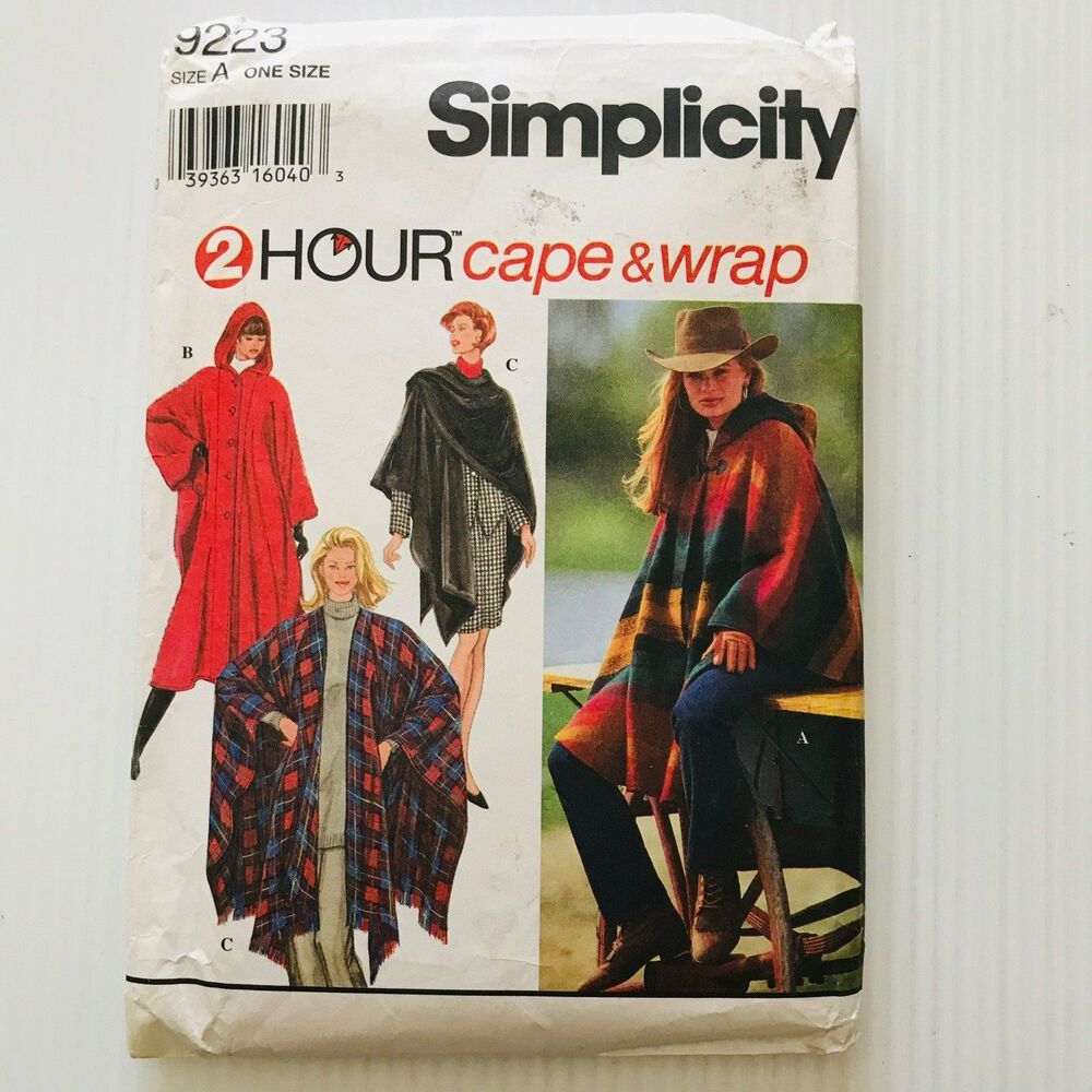 Vintage Simplicity 2 Hour Sewing Pattern 9223 Cape & Wrap One Size Uncut 1996